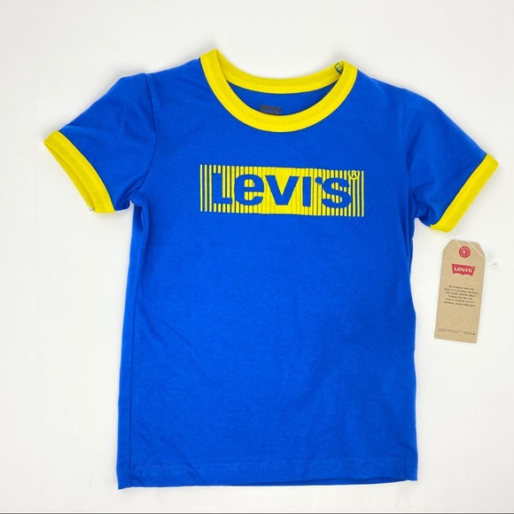 Levi’s Boys Crewneck T-Shirt, Blue/Yellow NWT - Picture 2 of 5